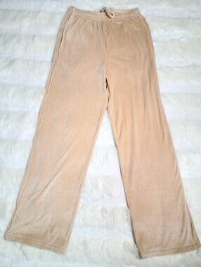 SKIMS SKIMS Velour Velvet Wide Leg Pants Tan Khaki Women XXS NEW